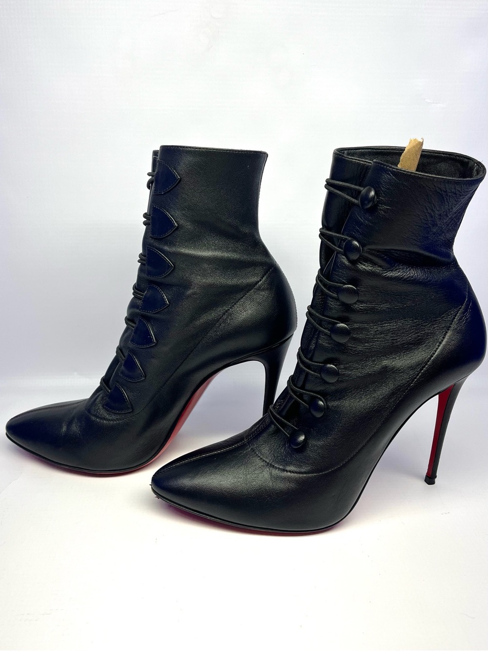 CHRISTIAN LOUBOUTIN French Tutu Black Booties Red Bottom 38 EU/ 7.5 US